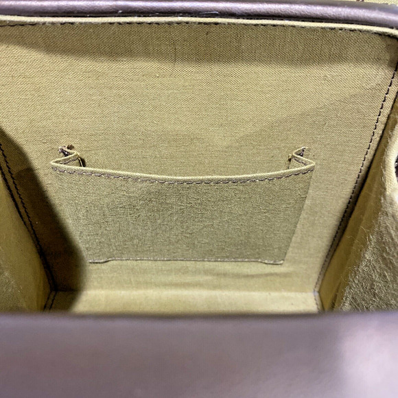 Vintage Mid Century Box Style Purse Shoulder Bag Brown Gold Woven Elegant Chic - Picture 11 of 14